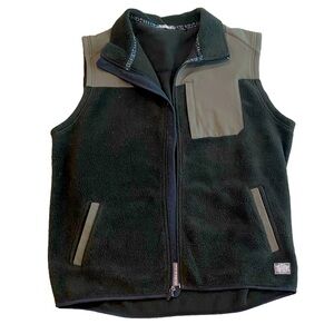 Toad&Co Men’s Brickland Full Zip Fleece Vest, Black and Gray Size L